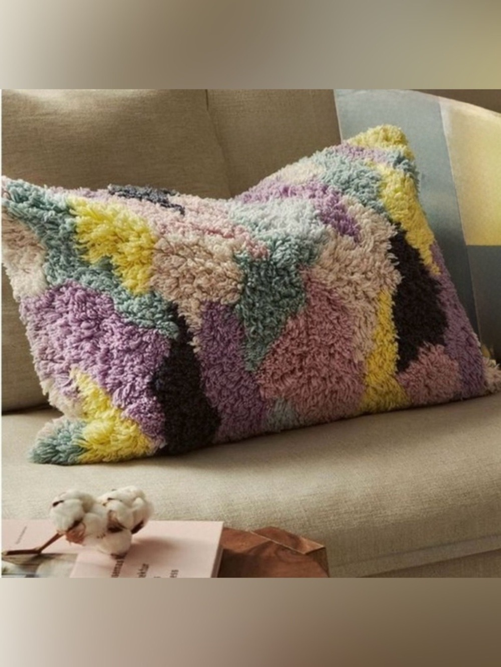 NEW 16x24 Pastel Pillow Cover Multi-color Geometric Tufted NWT